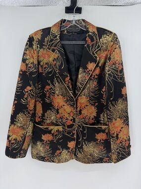 Charlotte Ford II Women's Metallic Floral Blazer - Black Multi - 6